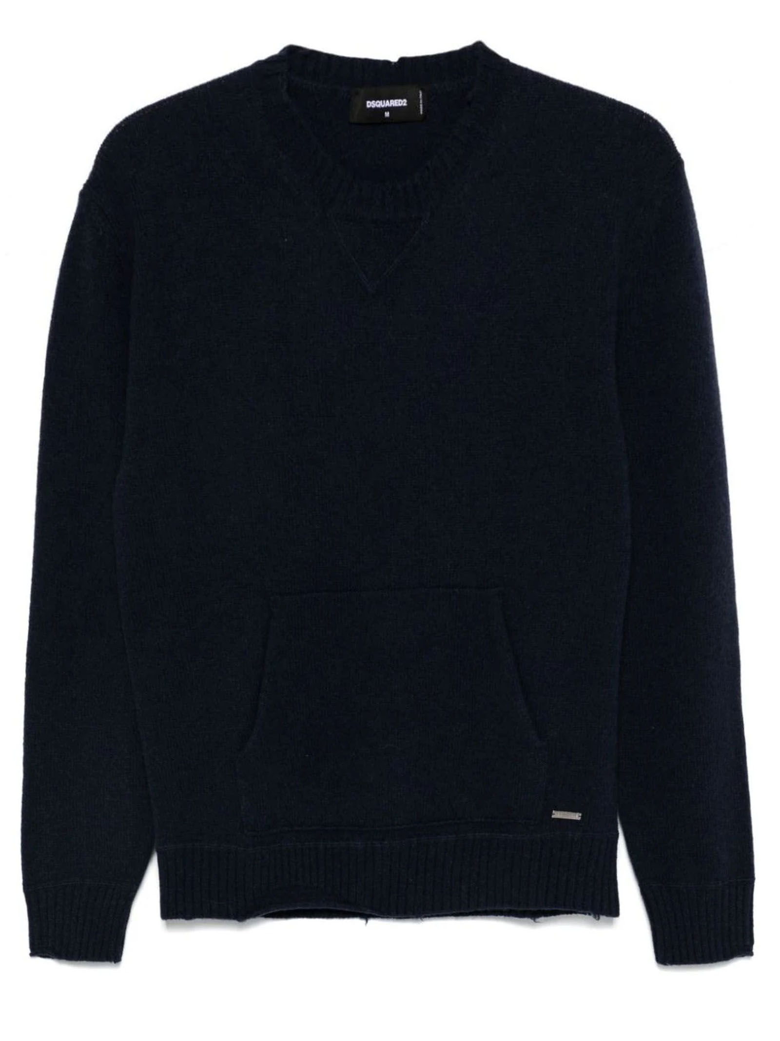 Maglione in misto cashmere e lana blu DSQUARED Mariodannashop