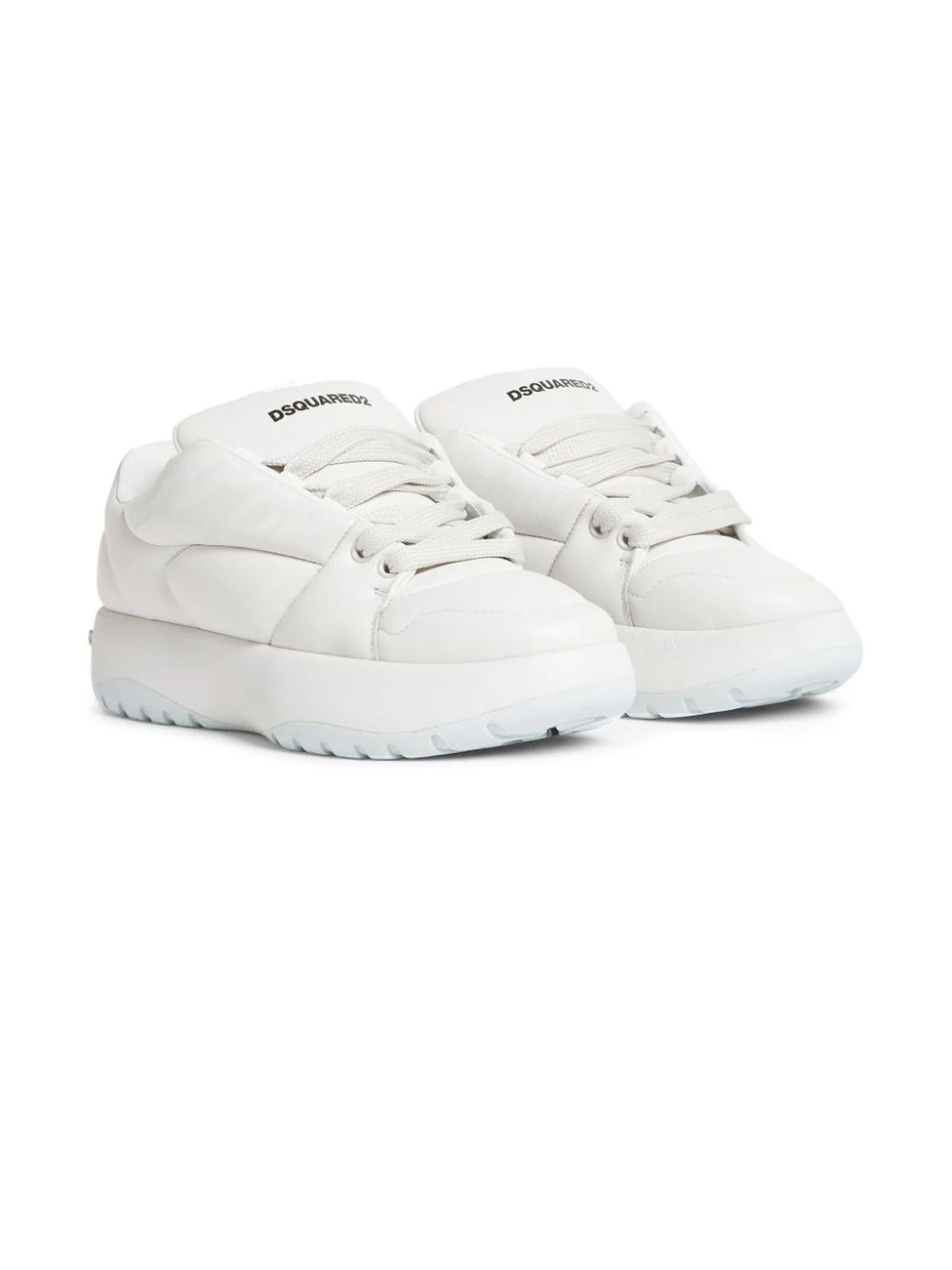White calf leather sneakers