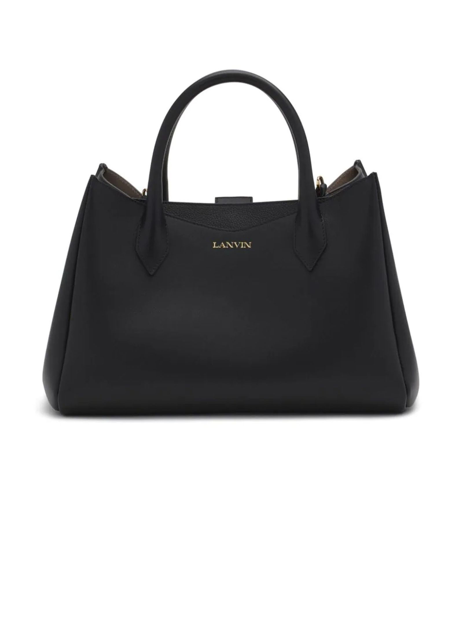 Black calf leather tote bag