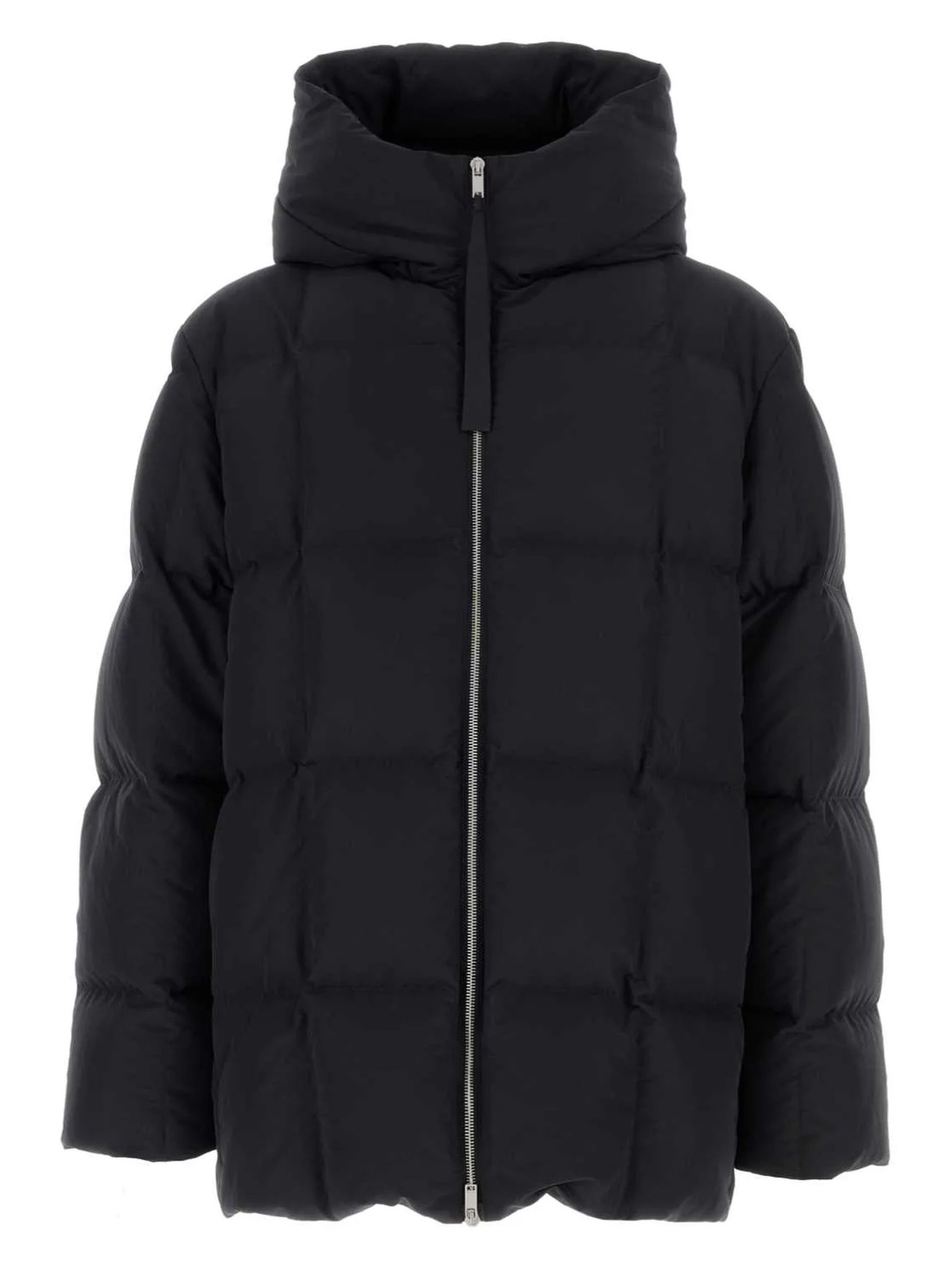 Black quilted down jacket
