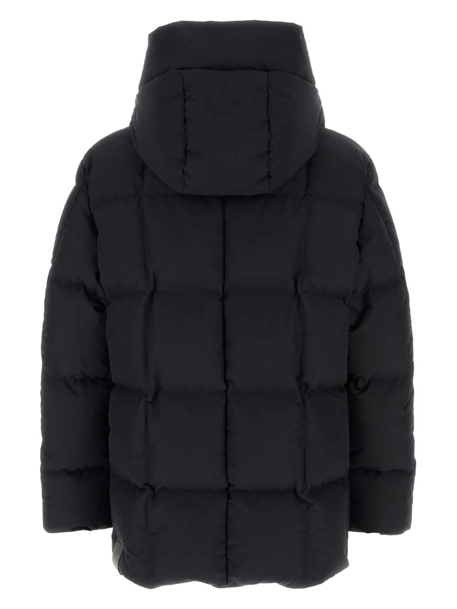 Black quilted down jacket