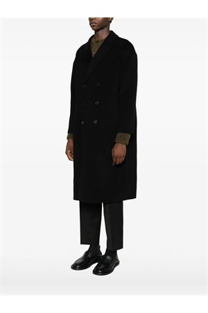 Black wool and cashmere double-breasted coat AMARANTO | B6F0026A99