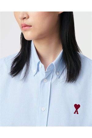 Camicia Ami de Coeur in cotone blu AMI | BFUSH063CO0087475