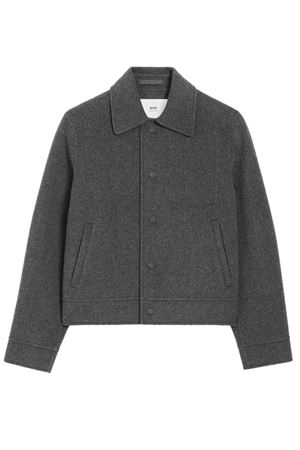Giacca boxy con bottoni in lana grigia AMI | FJK845WV0022055