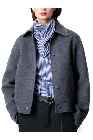 Giacca boxy con bottoni in lana grigia AMI | FJK845WV0022055