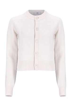 Cream white wool cardigan AMI | FKC171KN0071185