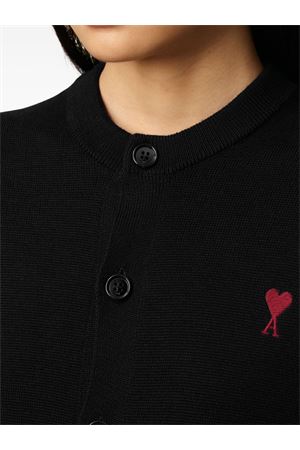 Cardigan in black merino wool knit AMI | FKC361001009