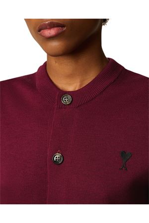 Cardigan in maglia di lana merino bordeaux AMI | FKC361001696