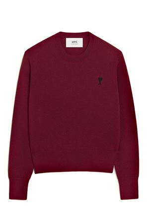 Maglione in maglia di lana merino bordeaux AMI | FKS826001696
