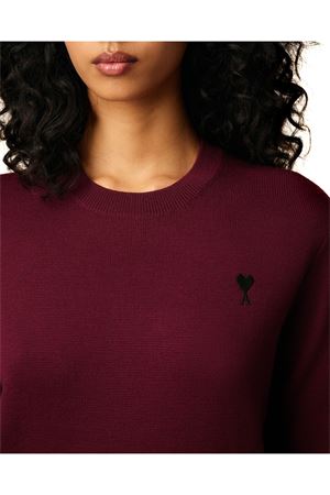 Maglione in maglia di lana merino bordeaux AMI | FKS826001696