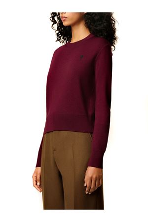 Maglione in maglia di lana merino bordeaux AMI | FKS826001696