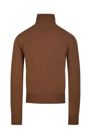 Maglione a collo alto in cashmere e lana marrone AMI | FKS833005216