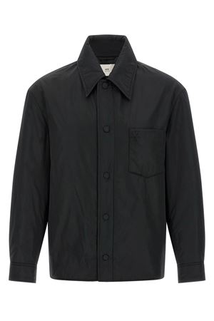 Giacca-camicia imbottita in taffetà tecnico nero AMI | HJK829PL0039001