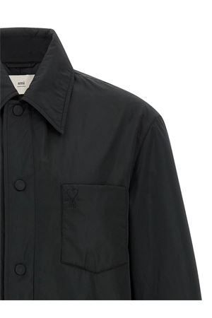 Giacca-camicia imbottita in taffetà tecnico nero AMI | HJK829PL0039001