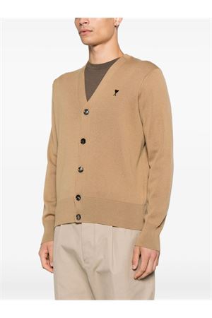Cardigan in maglia in lana color cammello AMI | HKC361001288