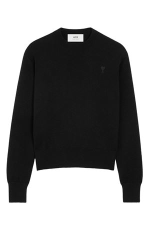 Black merino wool knit sweater AMI | HKS8260010180