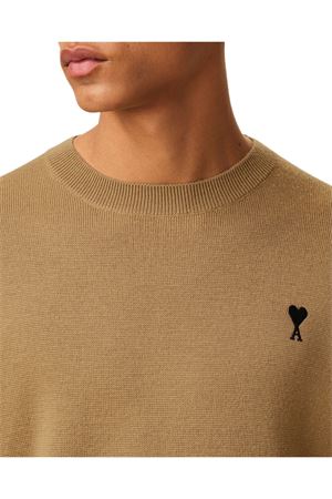 Maglione in maglia di lana merino color cammello AMI | HKS826001288