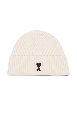 Beanie in white felted merino wool knit AMI | UBO006018151