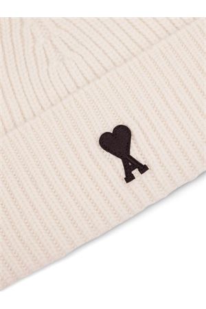 Beanie in white felted merino wool knit AMI | UBO006018151