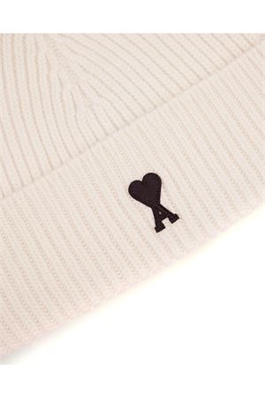 Cream-white merino wool knitted beanie AMI | UBO006018W151