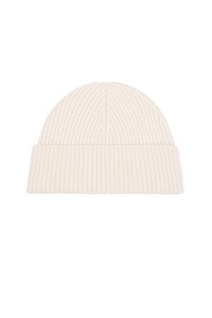 Cream-white merino wool knitted beanie AMI | UBO006018W151