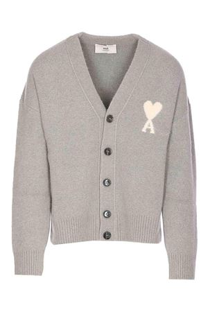 Cardigan in maglia di alpaca grigia AMI | UKC365KN0135058