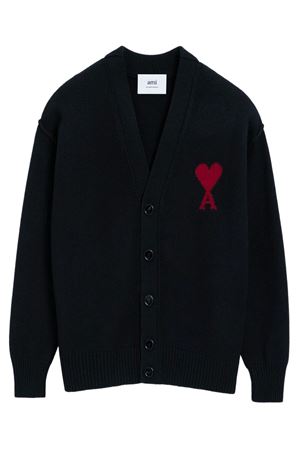 Cardigan in maglia di lana merino infeltrita nero AMI | UKC367018009