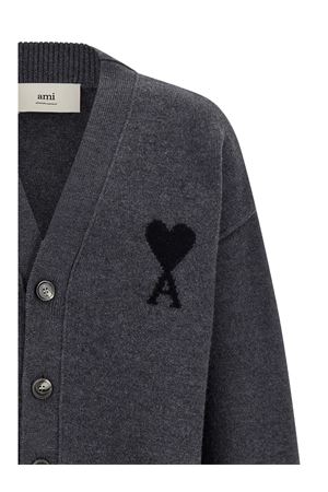 Cardigan in maglia di lana merino infeltrita grigio AMI | UKC3670180504