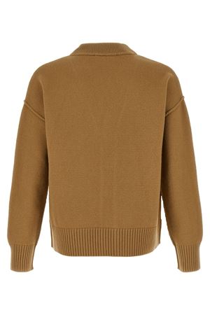 Cardigan in maglia di lana merino infeltrita cammello AMI | UKC367018288