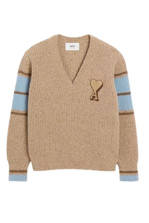 Sweater in college wool ribbed knit AMI | UKS823KN0111280