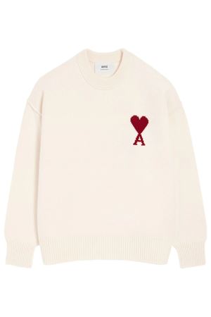 Maglione in lana bianco opaco AMI | UKS838018154