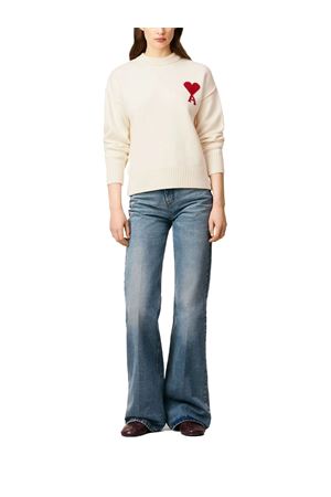 Maglione in lana bianco opaco AMI | UKS838018154