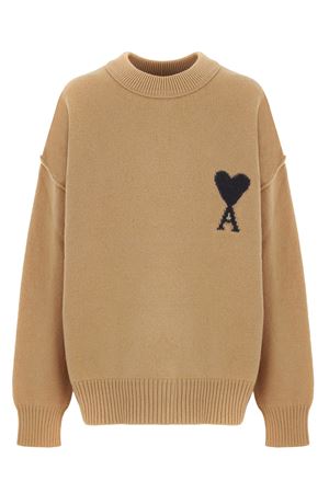 Sweater in felted merino wool knit AMI | UKS838018288