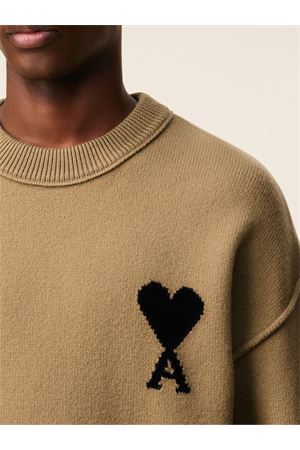 Sweater in felted merino wool knit AMI | UKS838018288