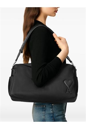 Borsa Marcel grande in tela di nylon nera AMI | ULL706AW0001W001