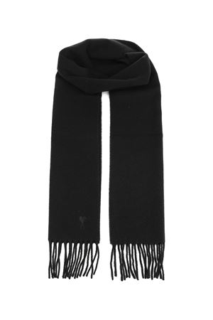 Black wool scarf with fringes AMI | USF677334001