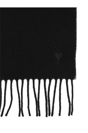 Black wool scarf with fringes AMI | USF677334001
