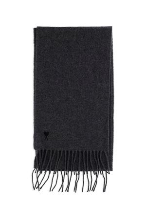 Grey wool scarf with fringes AMI | USF677334050