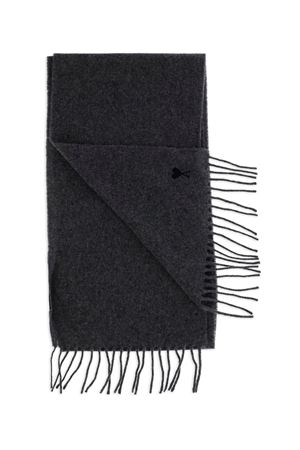 Grey wool scarf with fringes AMI | USF677334050