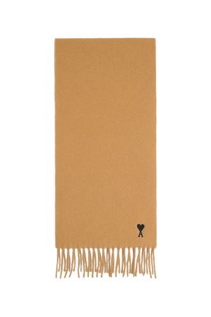 Beige wool scarf with fringes AMI | USF677334280