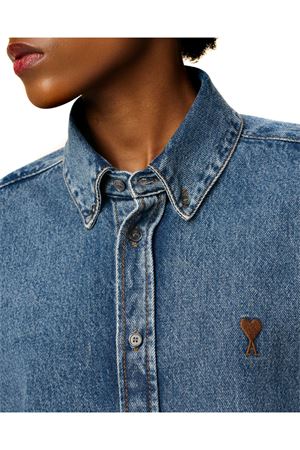 Camicia button down in cotone blu AMI | USH786DE0056480