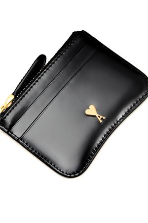 Portacarte Paris in pelle smaltata nera AMI | USL707AL0139001