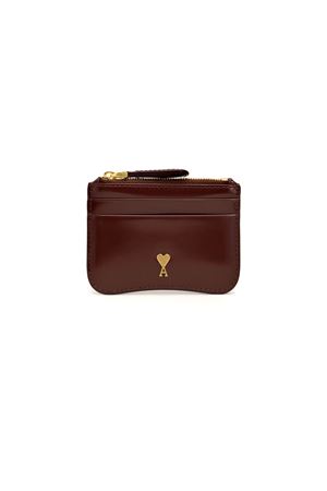 Portacarte Paris in pelle smaltata bordeaux AMI | USL707AL0139692