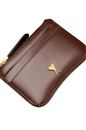 Portacarte Paris in pelle smaltata bordeaux AMI | USL707AL0139692