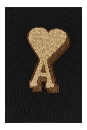 Felpa con cappuccio in cotone nero AMI | USW770747W001