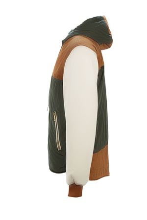 Brown leather and green fabric jacket ARC | B2025BEIGE