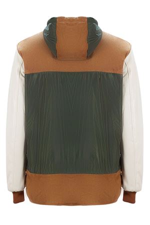 Brown leather and green fabric jacket ARC | B2025BEIGE