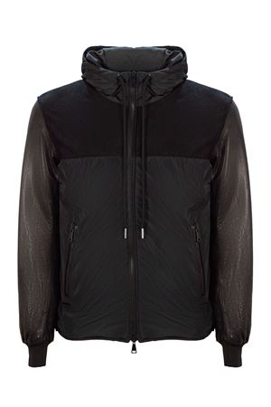 Black leather and fabric jacket ARC | B2025NERO