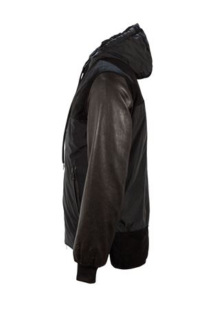 Black leather and fabric jacket ARC | B2025NERO