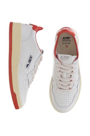 White and Red leather Autry x Maison Kitsuné sneakers AUTRY | AULMMK02WHTRED